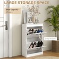 thumbnail image 2 of Shoe Storage Cabinet, Slim Shoe Rack Cabinet with Flip Drawers and Adjustable Shelf, 2-Drawer Shoe Organizer with Tabletop for Hallway, Entryway, 21.25" W x 9.5" D x 32.5" H, WHite, 2 of 8
