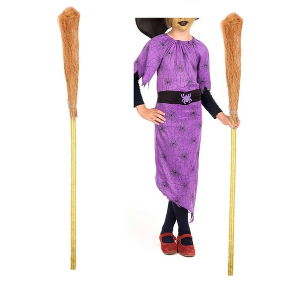 Halloween Decor, Halloween Witch Plastic Witch Broomstick Cosplay Props Realistic Flying Stick Accessory For Costumes