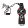 thumbnail image 3 of Silbato de supervivencia de emergencia 7 en 1 con luz LED, termómetro y brújula, multifunción, para senderismo y escalada, color naranja, 3 of 14