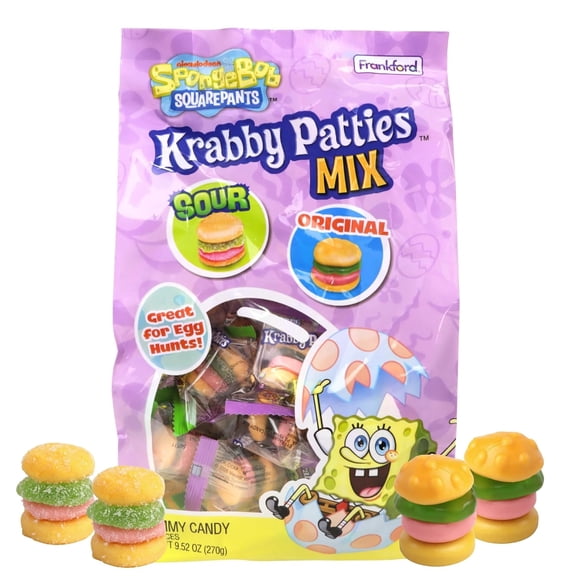 Spongebob Krabby Patties Gummy Candy, Easter Egg Hunt Fillers, 30 Count, 9.52 Ounce Bag