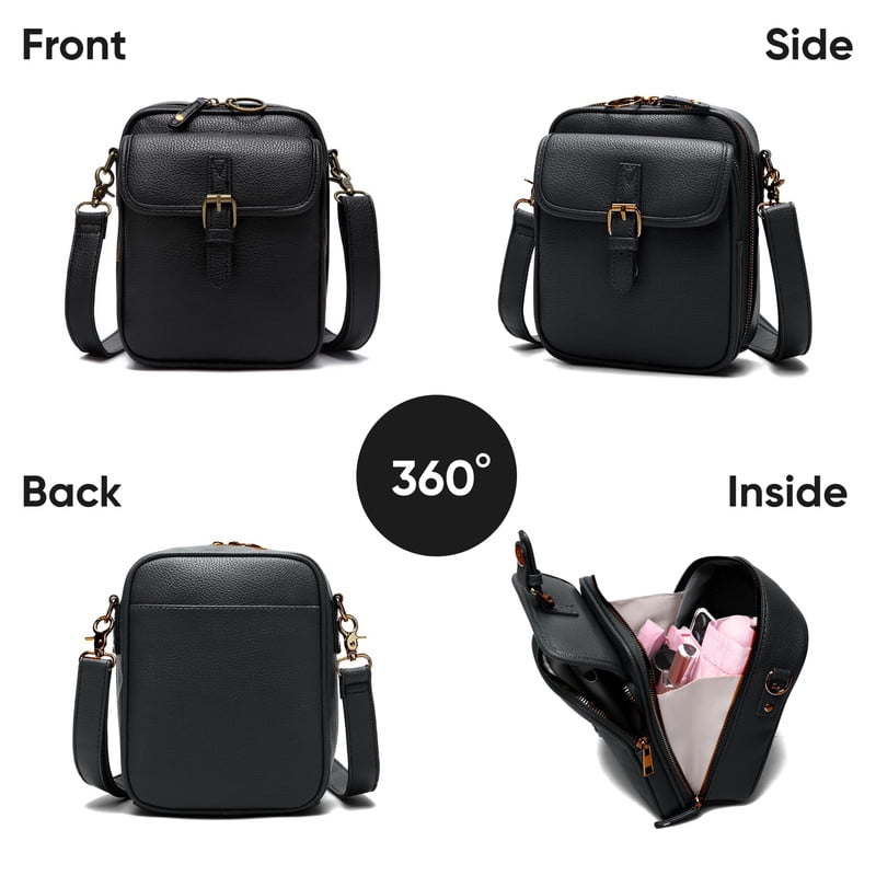 AOUNQ Small Messenger Bag Vegan Leather Crossbody Bag for Women Men, Vintage Cross Body Shoulder Purse with Card Slots