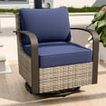 thumbnail image 3 of COOS BAY Aurora Terrace Brown Wicker Rattan Patio Swivel Rocking Glider Chair, Metal Curved Armrest, Blue Cushion, 3 of 9