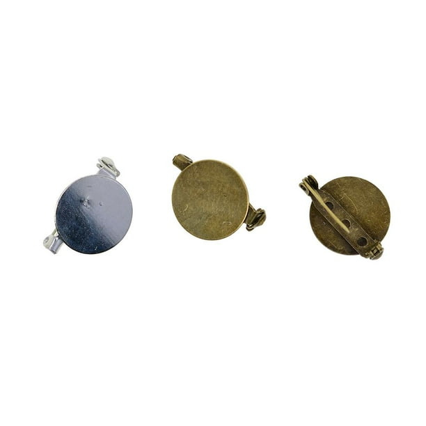 50 Uds. Broche DIY para Solapa, Alfileres de Seguridad, Redonda en Blanco, Cabujón Trasero , Mezclado 50 piezas mixto 20 mm y 25 mm BLESIY broches de los pasadores redondos