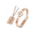 thumbnail image 6 of Women Titanium Steel Love Heart Lock Couple Bracelet with Key Pendant Necklace, 6 of 7