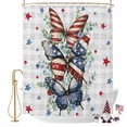 thumbnail image 2 of Independence Day Butterfly Shower Curtain, 36" x 72", Country Red Blue Stripe Butterfly Star Gray Plaid Waterproof Bathroom Curtain Washable Shower Curtain Set with 12 Hooks, 2 of 9