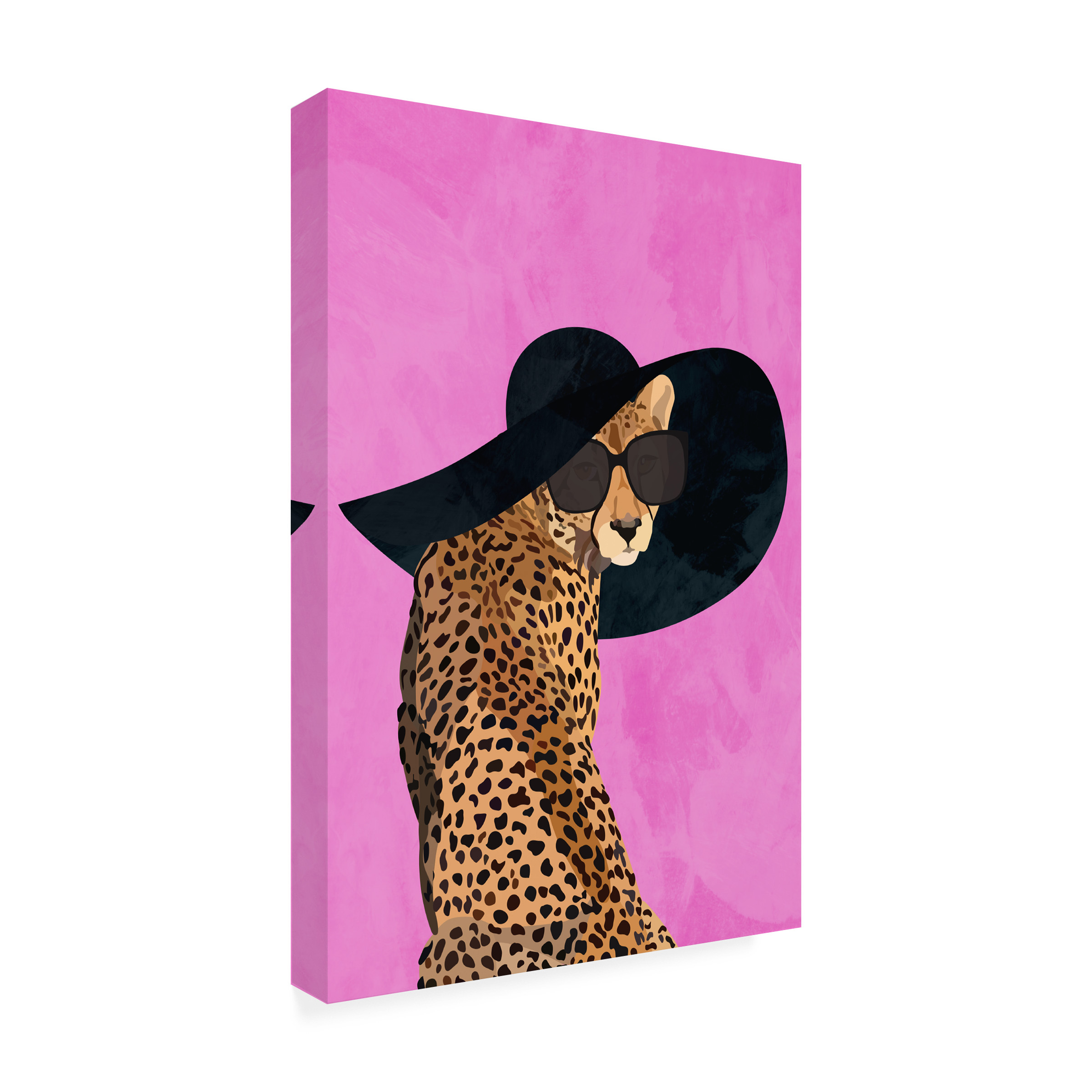 Sarah Manovski 'Cheetah Hat Pink' Canvas Art