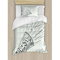Adventure Twin Size Duvet Cover Set, Adventure is Calling Mouthpiece Mountains Birds and Sun Black And White Design, Decorative 2 Piece Bedding Set with 1 Pillow Sham, Black Wihte, by Ambesonne