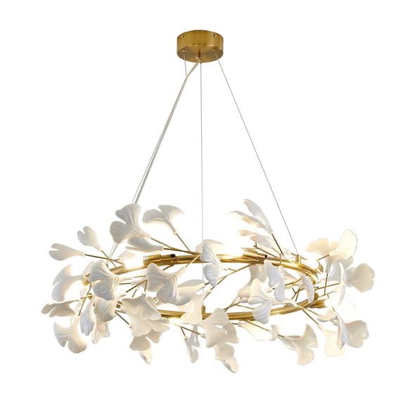 Design Living 8-Light Brass Chandelier With Matte White Leaf Petals