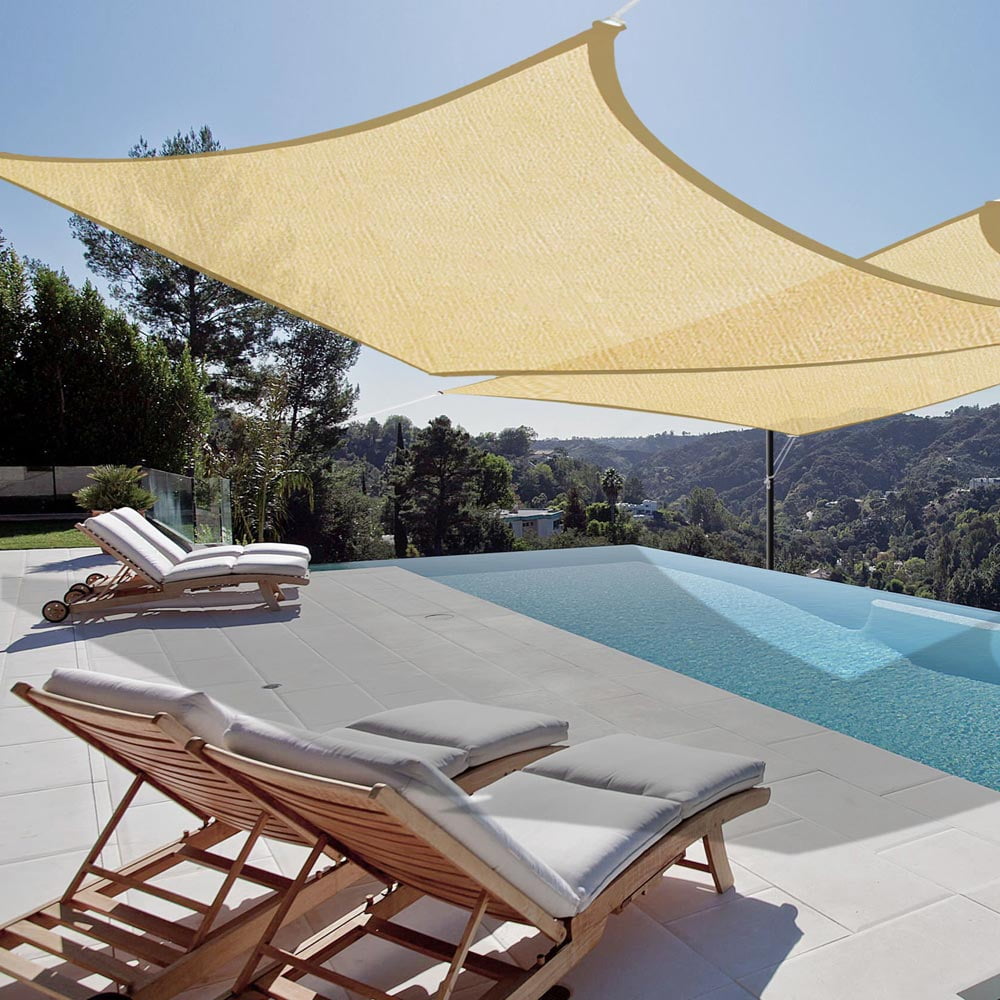 2pc 18x18' Square Sun Shade Sail UV Blocking Beach Canopy Cover