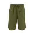 thumbnail image 5 of RYRJJ Women's Bermuda Shorts Wide Leg Cotton Linen Summer Casual Long Shorts Baggy High Waisted Drawstring Short Pants with Pockets(Green,M), 5 of 6
