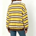 thumbnail image 5 of Fanshiluo Women's Drop Shoulder Collared Striped Sweatshirt, Contrast Loose Long Sleeve Pullover Top,Size S-2XL, 5 of 7