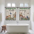 thumbnail image 4 of Spring Botanical Kitchen Curtain for Berdoom Living Room Cafe 54 Inch Length, Farmhouse Vintage Black Plaid Brown Tiers Curtains Light Filtering Drapes Rod Pocket Window Treatment 2 Panels 52"Wx54"L, 4 of 8