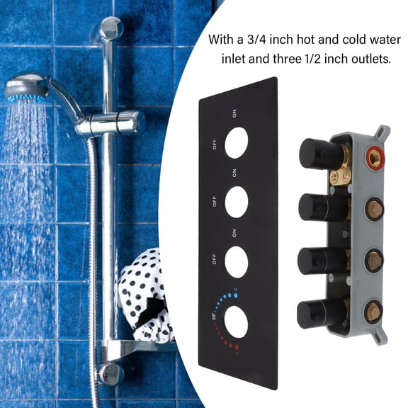 3 Way Shower Diverter Valve Thermostatic Mixer Valve Outlet Shower Valve Kit AOB
