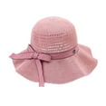thumbnail image 5 of Skymirror Sun Hat Folding Sun Knitted Wide Brim Ribbon Bow Women Beach Hat for Outdoor, 5 of 8