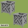 thumbnail image 6 of Pure Garden 15.5-Inch Outdoor Lattice Planter Box Plant Pot 2-Pack, Gray, 6 of 8