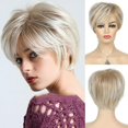 thumbnail image 1 of Peluca Baruisi de Pixie rubia corta para mujer, peluca sintética Natural en capas con flequillo, peluca de Cosplay de repuesto resistente al calor, 1 of 5