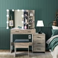 thumbnail image 2 of Ktaxon Vanity Set with 3 Color Lighted Mirror & Charging Station, Makeup Table Dressing Table, Gray, 2 of 8