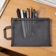 thumbnail image 4 of Grey Mesh Handheld Bag Transparent Nylon Zipper Pouch For Documents Cosmetics Toys A4 Size, 4 of 7