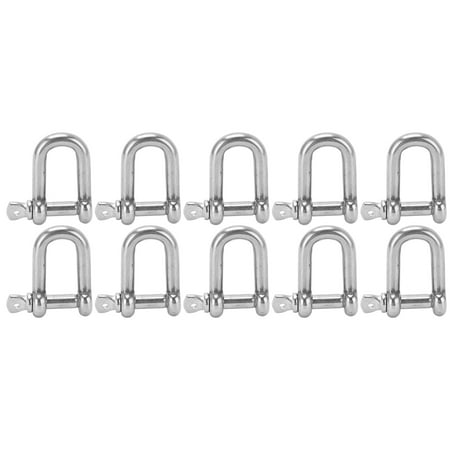

10Pcs M5 Straight D Shackle Stainless Steel D Type Rigging Chain Shackle Hook Sling Screw