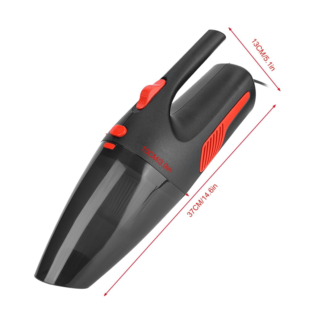 BIMZUC 120W High Power Corded Car Vacuum Cleaner, Portable Wet Dry Handheld Auto Vacuum with 12V DC Suction for Vehicle Interior Cleaning (Black) - 13.3 inches / 34 cm