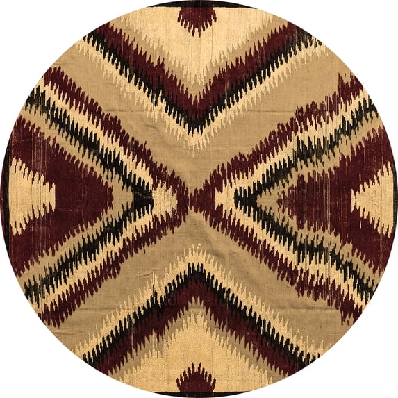 Ahgly Company Indoor Round Abstract Brown Modern Area Rugs, 5' Round