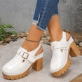 thumbnail image 3 of Rokment Platform Chunky High Heels Clogs Slingback Dress Sandals for Women Ladies 2026 Spring Summer Fashion Leather Buckles Closed Toe Chunky Block Heeled Pumps Casual Shoes White Size 9, 3 of 7