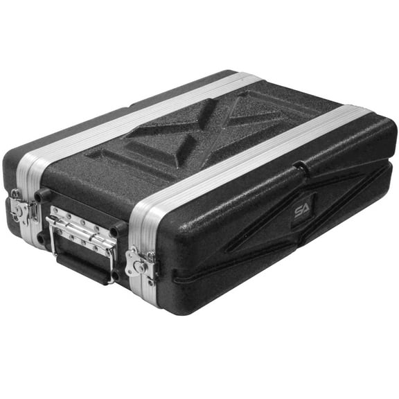Seismic Audio Lightweight 2 Space Compact ABS Rack Case - 2U PA DJ Shallow Rack Case - SALWR2S