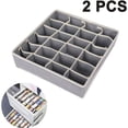 thumbnail image 1 of Paquete de 2 cajas organizadoras para ropa interior y otros accesorios pequeños, divisores de cajones plegables de 24 celdas para almacenamiento de zapatos, 1 of 4