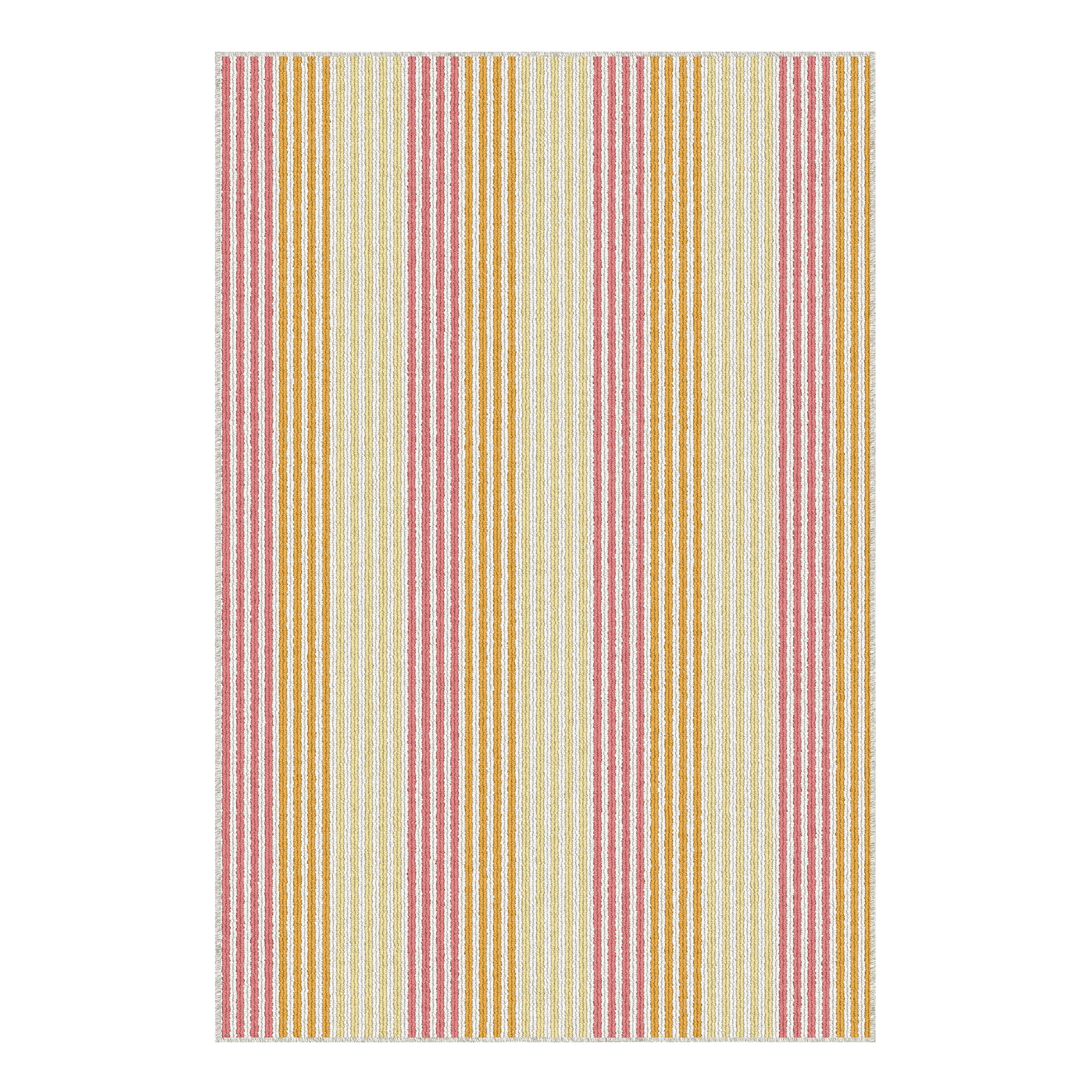 Mainstays Kids Indoor Pink and Yellow Striped Machine Tufted Accent Rug, 28.8" x 45", Machine Washable, Non-Skid Backing