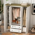 thumbnail image 2 of Euroco 68.5" 4-Door Armoire with Drawers and Shelves, Wood Wardrobe Closet, White, 2 of 9