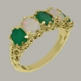 thumbnail image 2 of LBG British Made 18k Yellow Gold Natural Emerald & Opal Womens Eternity Ring - 33 size options - Size 5, 2 of 8
