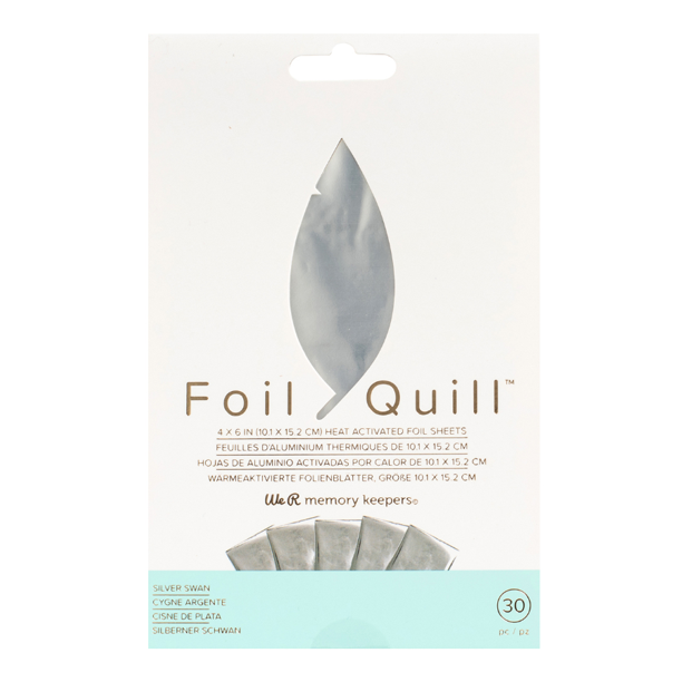 We R Memory Keepers Foil Quill Sheets 4 x 6 Inch Sheets Silver Swan (30 Piece)