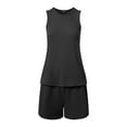 thumbnail image 4 of vigerkar Womens Summer 2 Piece Sets 2025 Ribbed Knit Crew Neck Sleeveless Tank Tops With Shorts Casual Lounge Matching Set Black, XXL, 4 of 8