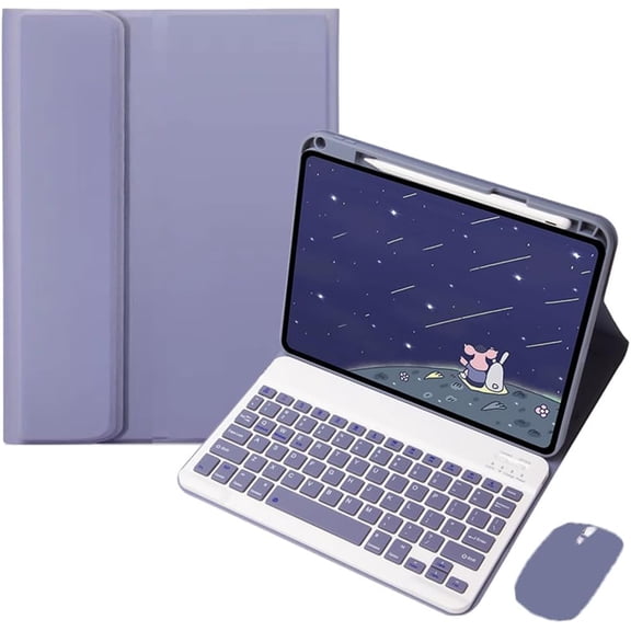 Detachable bluetooth keyboard case with pencil slot for xiaomi pad 7 7 pro 11.2,lavender gray