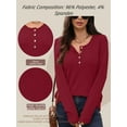 thumbnail image 6 of Sucegi Trendy Women's Long - Sleeve Henley Shirt - Button Detail Design, Premium Waffle Knit, A Must - Have in the Wardrobe, 6 of 7