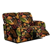 Xoenoiee Mushroom Berry Maple Leaves Print 6 Pieces Recliner Loveseat Slipcover Thanksgiving Decor Leak-proof Jacquard Stretch Soft Sofa Couch Cover Anti-Slip Furniture Protector for Kids, Pets