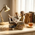 thumbnail image 5 of Wood Carved Style Resin Reading Figurine with Display Stand "Just A Who Loves Books", Book Lover Statue Desktop Tabletop Ornament for Bookshelf Library Office Home Decor Gift, 5 of 5