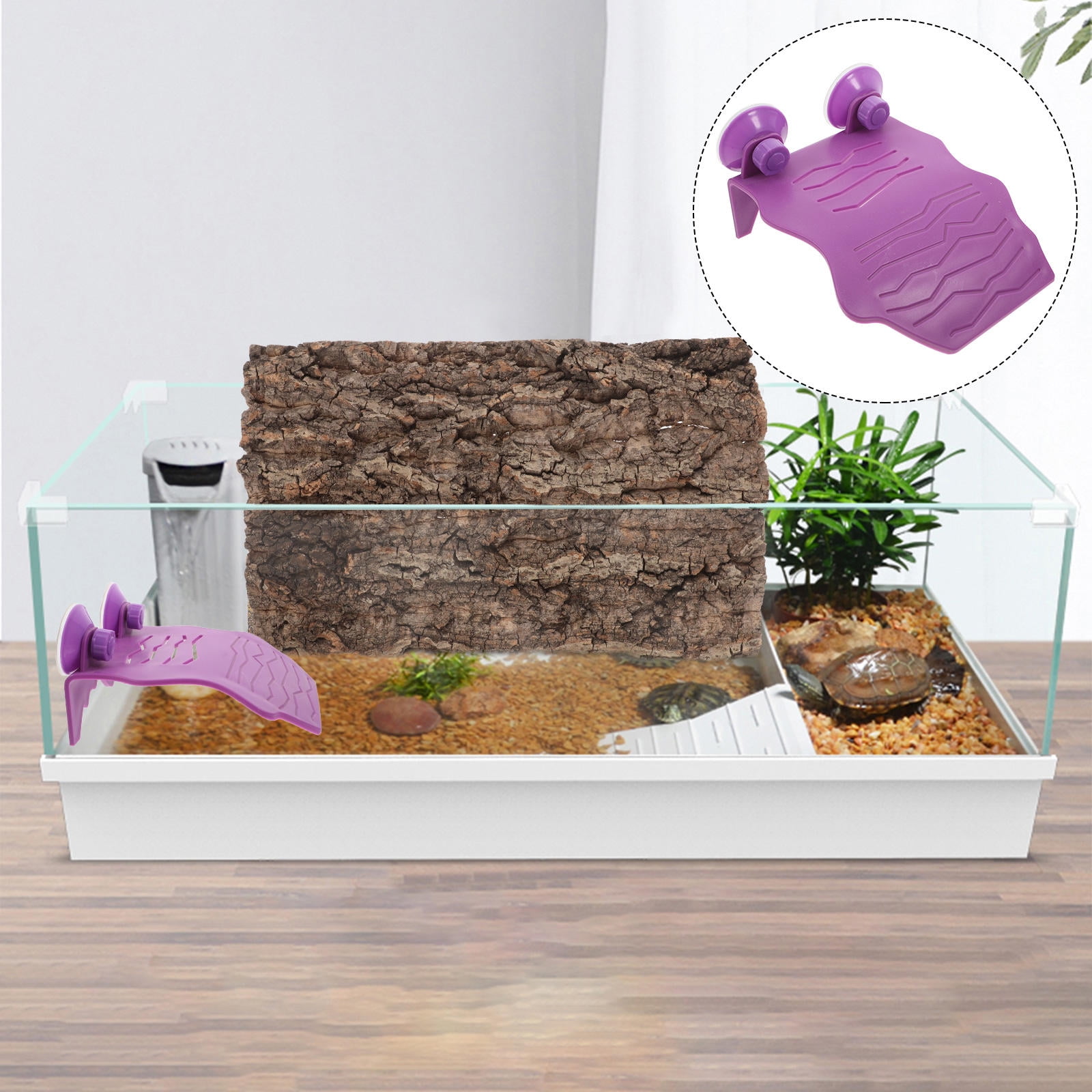 WEUVEB Aquarium Turtle Platform Plastic Floating Ramp for Reptile Habitat Purple
