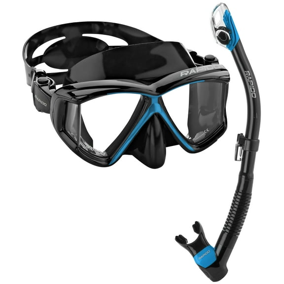 Italian Design Panto-180 Premium Tempered Glass Lens Panoramic Side-View Snorkel Mask Superior Dry Snorkel Set