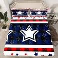 thumbnail image 2 of Homewish Kawaii American Stars Full Size Sheets, Navy Red Stripes Ombre Bed Sheets, Cartoon US Flag Sheet Sets, Luxury Bedroom Decor, 4pcs, 2 of 7