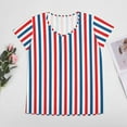 thumbnail image 4 of American Flag Blue Red White Women's Blouse Short Sleeve Women's Top T-Shirt Spring Summer Clothes, 4 of 7