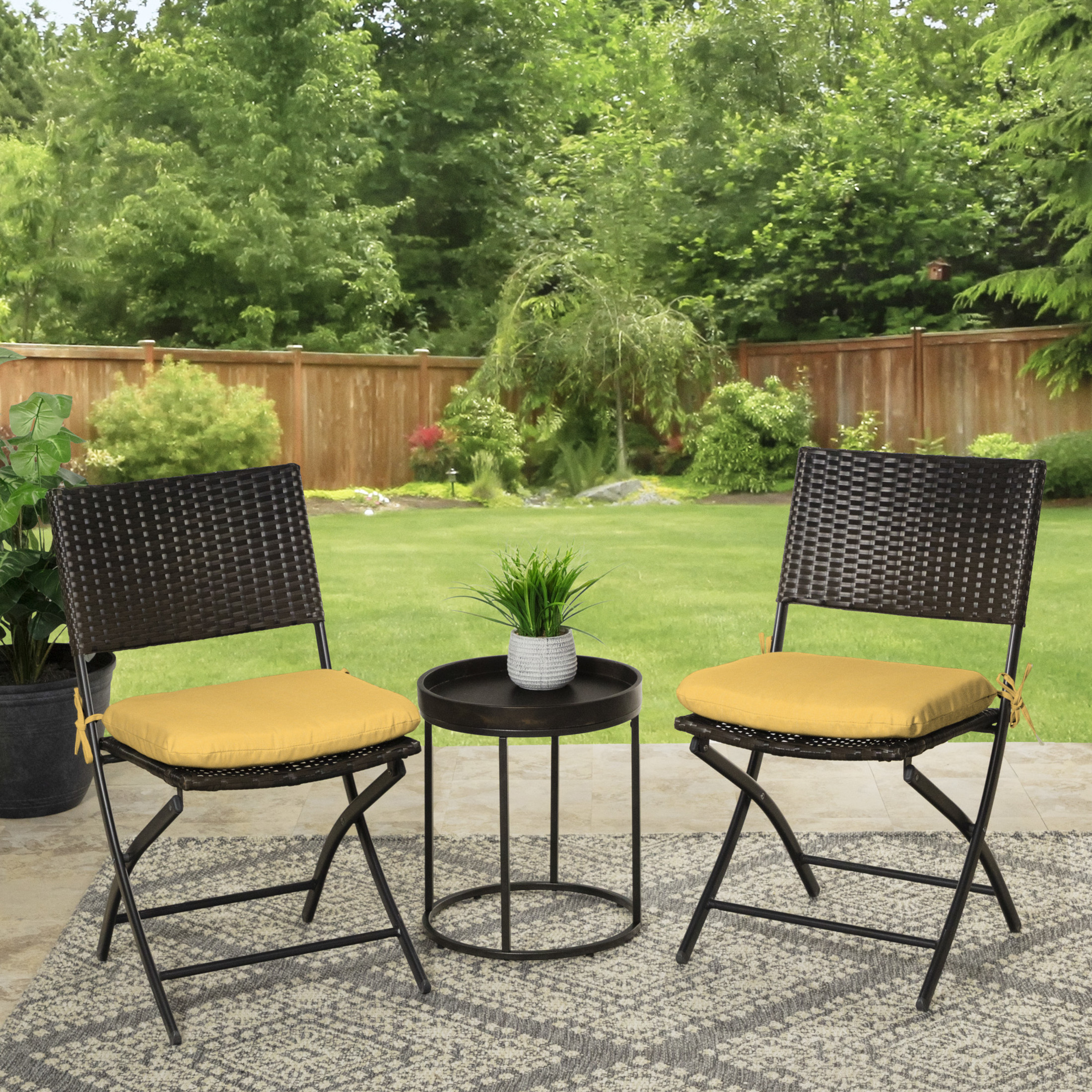 Mainstays 15.5" x 17" Yellow Rectangle Outdoor Seat Pad (2 Pack)