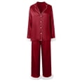 thumbnail image 4 of Women Fashion Solid Casual Comfort Pajamas Set Long Sleeve Shirt Trousers Two Sets Dressy Pant Suits for A Wedding Petite plus Size Pant Suits Dressy 3 Piece Women Suits Womens Dressy Suits Designer, 4 of 4