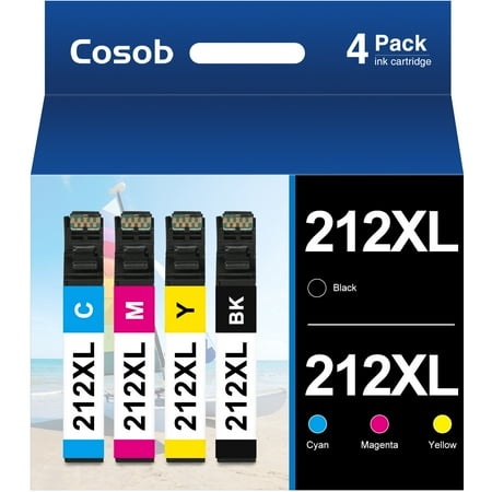 212XL Ink Cartridges for Epson 212 Ink 212 XL 212XL T212XL Ink Cartridges for Printers Epson Workforce WF-2850 WF-2830 Expression Home XP-4100 XP-4105 (Black Cyan Magenta Yellow, 4-Pack)