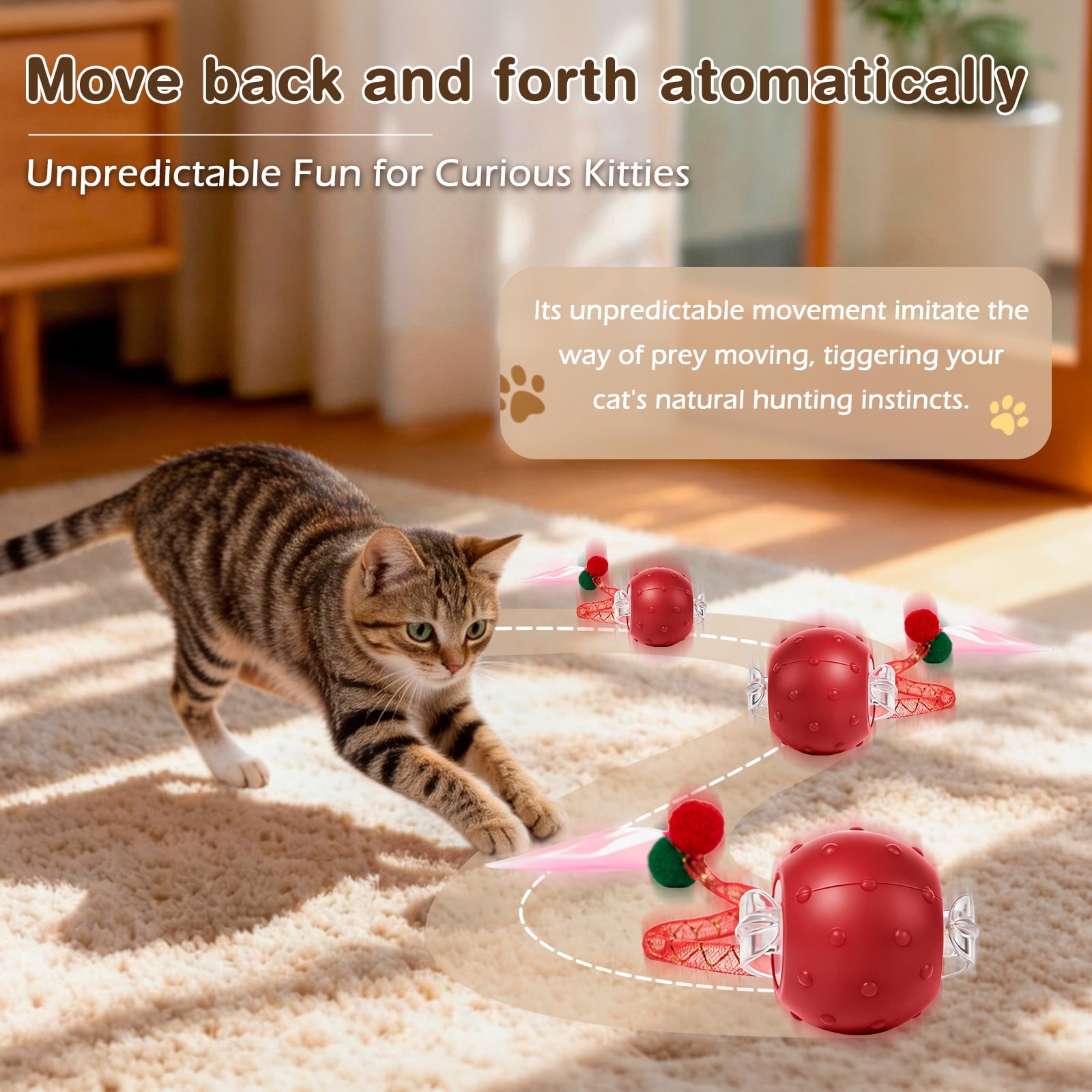 Risehigh Cat Toys for Indoor Cat Toy Smart Interactive Cat Toy Ball Rechargeable
