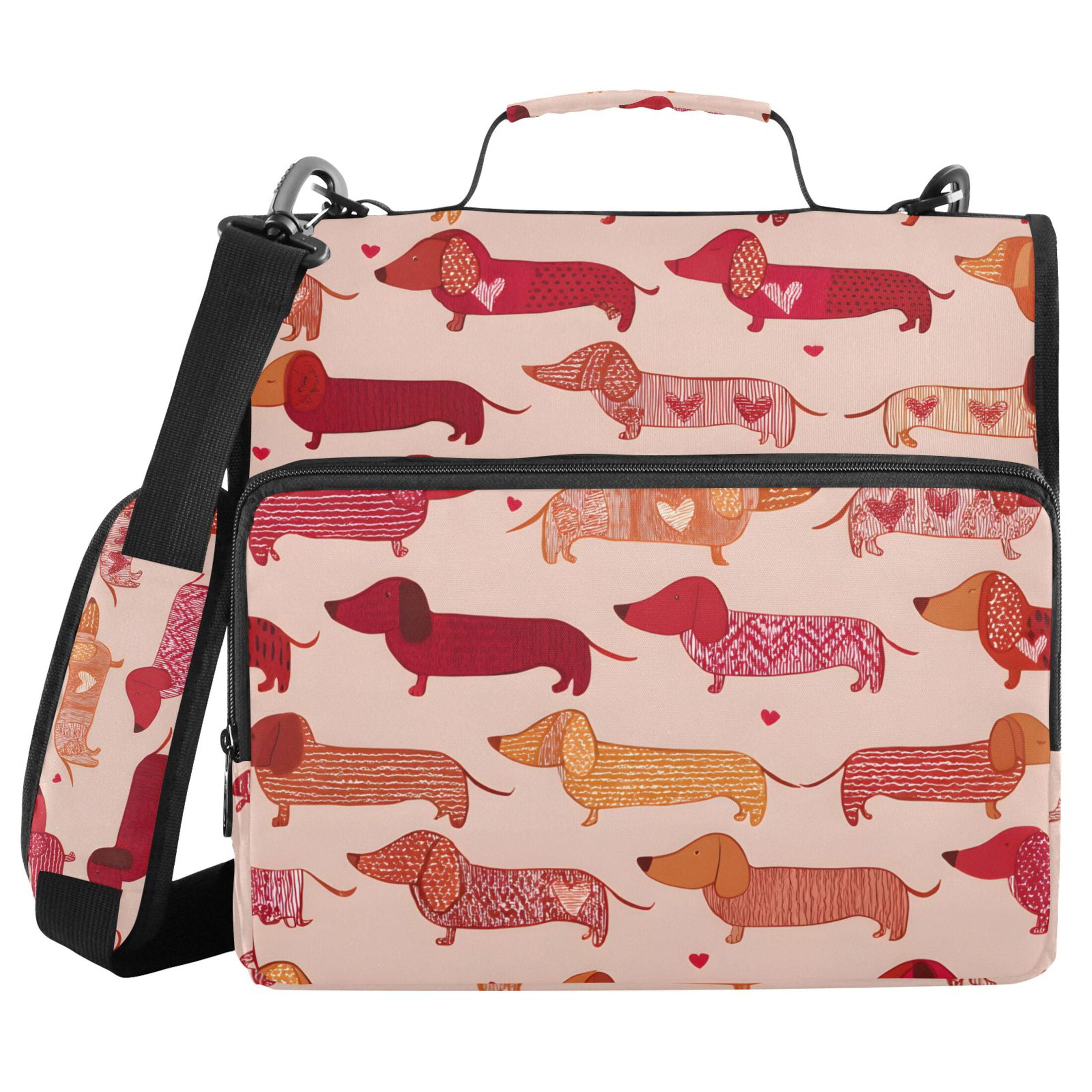 ALAZA Zipper Binder Cute Dachshund Dogs 3 Ring Trapper Keeper File Folder Organizer Bag
