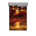 thumbnail image 2 of Ambesonne Nature Fitted Sheet & Pillow Sham Set, Storm Full Moon Beams, Twinxl, Orange Yellow, 2 of 3