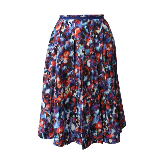 Pre-Owned Saloni Abstract Print Midi Skirt in Multicolor Cotton