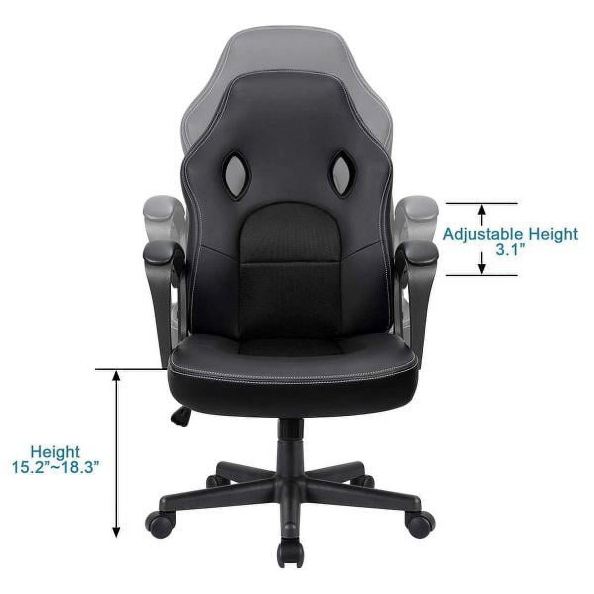 Vineego High Back Office Chair Faux Leather Gaming Racing Chair Ergonomic Adjustable Swivel Executive Chair, Black