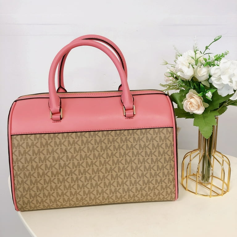 Michael Kors Designer Medium Travel Duffle Bag Tea Rose Signature PVC Leather Crossbody Purse Walmart